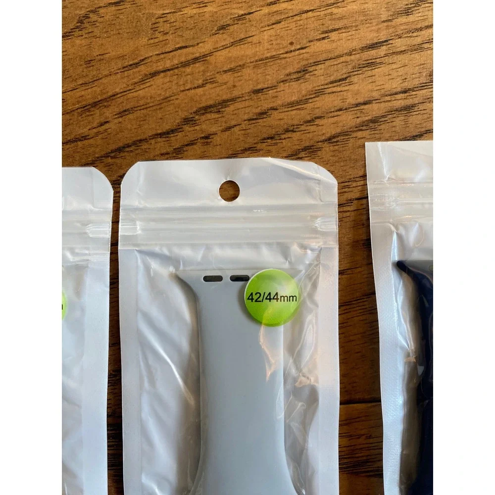 3 Pack Silicone Sport Bands for Apple Watch 42mm 44mm Navy Grey Beige Bundle